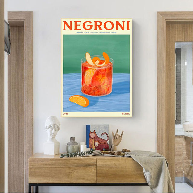 Retro Drinks Wall Art Sticker Posters in Colorful Paper Design