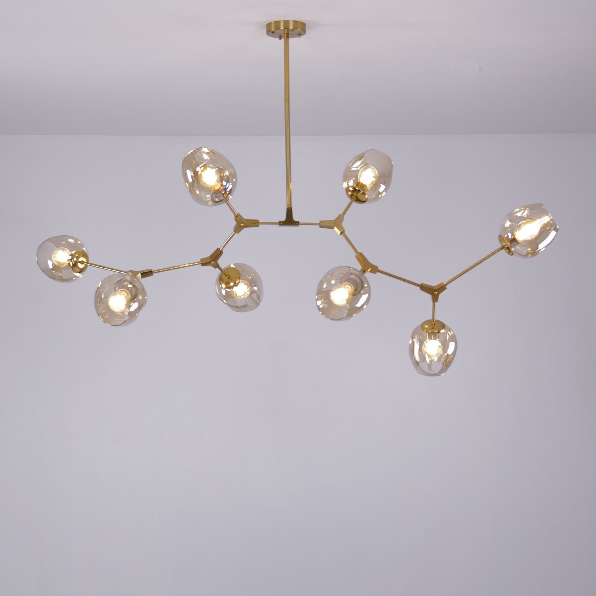 Retro Loft Chandelier – Gold & Black Industrial Ceiling Light with Glass Globes