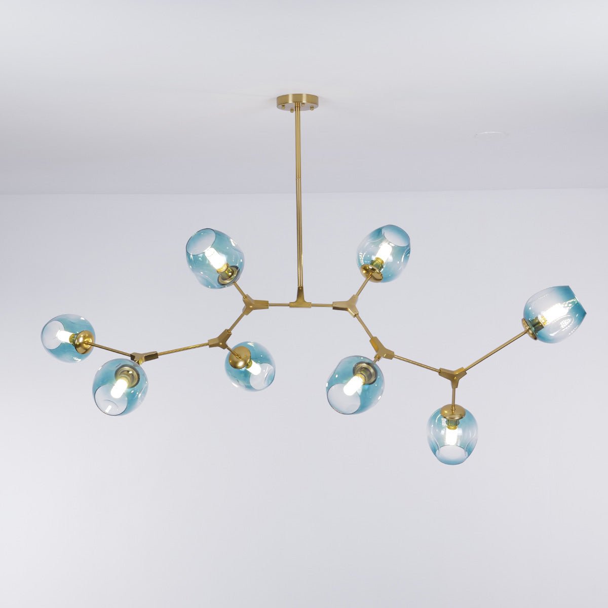 Retro Loft Chandelier – Gold & Black Industrial Ceiling Light with Glass Globes