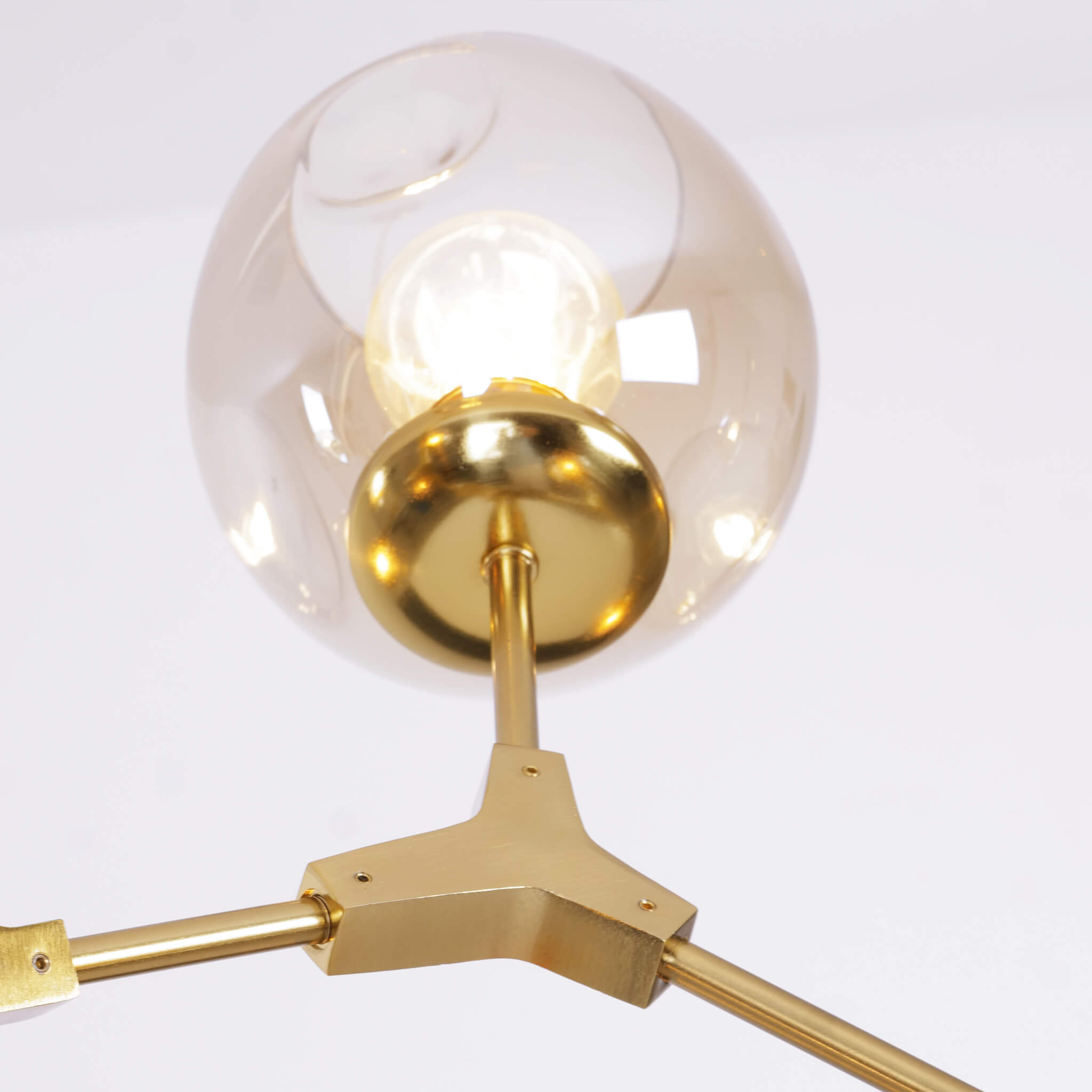 Retro Loft Chandelier – Gold & Black Industrial Ceiling Light with Glass Globes