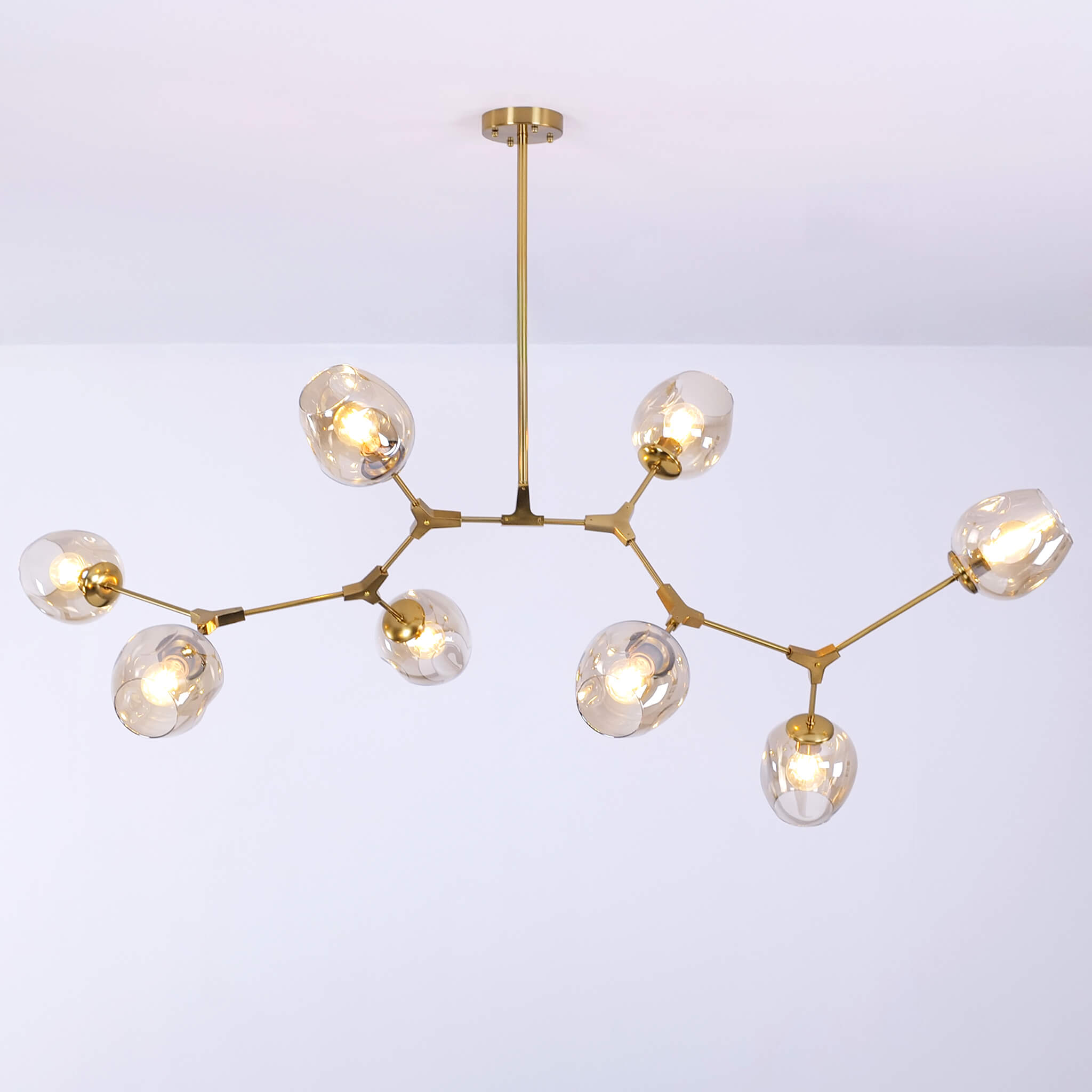 Retro Loft Chandelier – Gold & Black Industrial Ceiling Light with Glass Globes