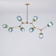 Retro Loft Chandelier – Gold & Black Industrial Ceiling Light with Glass Globes