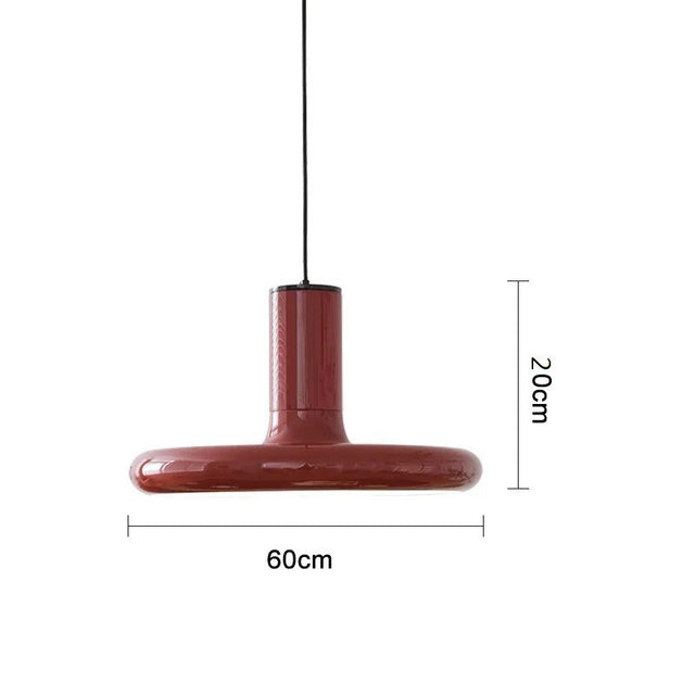 Retro Style Dark Red Saucer Pendant Light