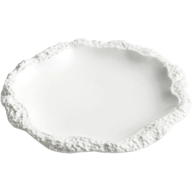 Rock Pattern Edged Ceramic Serving Plate for Stylish Dining