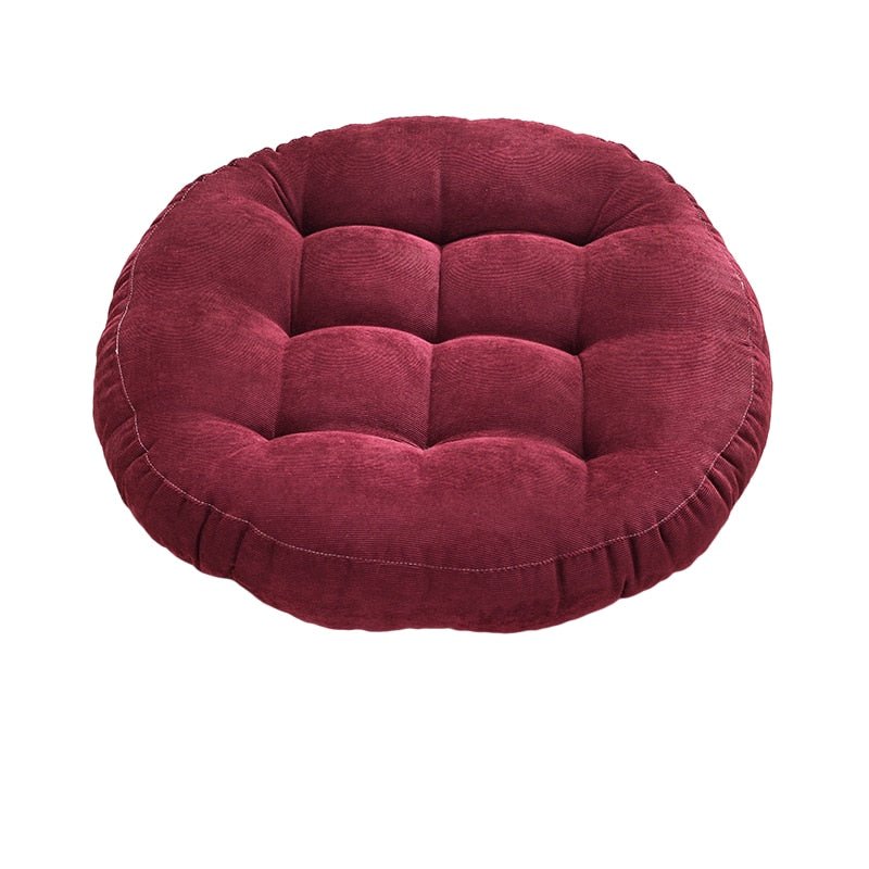 Round Corduroy Solid Tufted Thick Cushion for Comfort