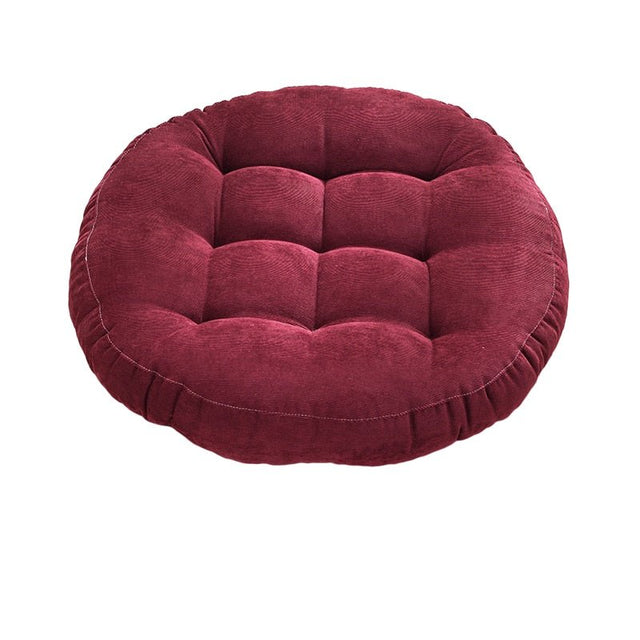 Round Corduroy Solid Tufted Thick Cushion for Comfort