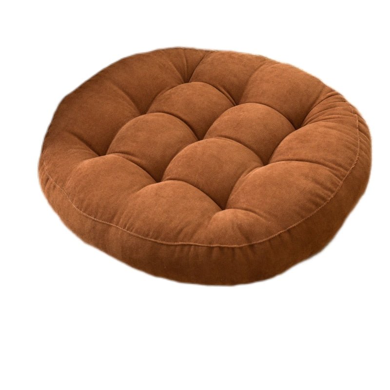 Round Corduroy Solid Tufted Thick Cushion for Comfort