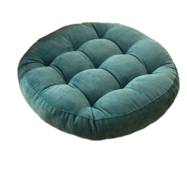 Round Corduroy Solid Tufted Thick Cushion for Comfort