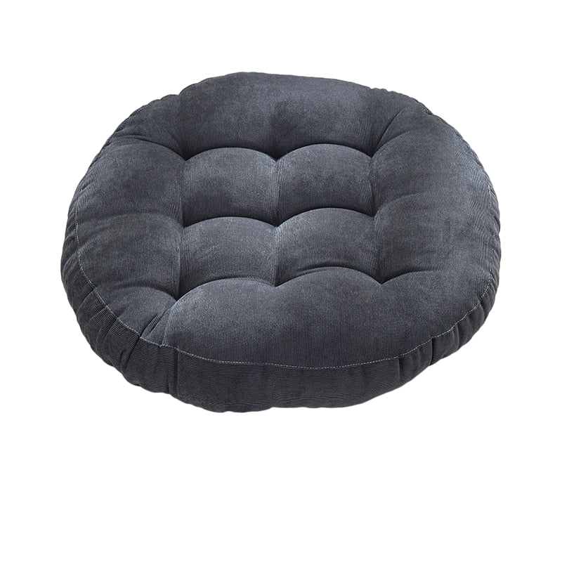 Round Corduroy Solid Tufted Thick Cushion for Comfort