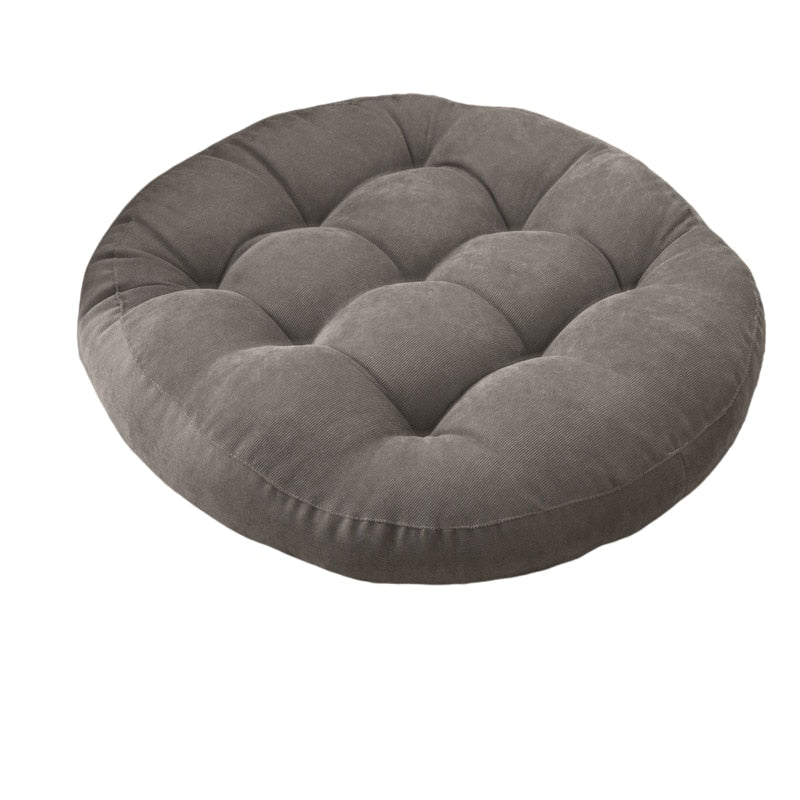 Round Corduroy Solid Tufted Thick Cushion for Comfort