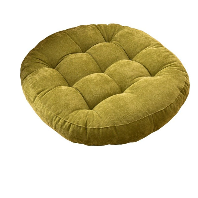 Round Corduroy Solid Tufted Thick Cushion for Comfort