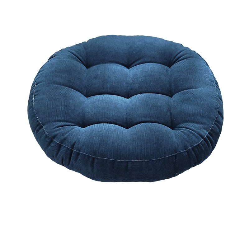 Round Corduroy Solid Tufted Thick Cushion for Comfort