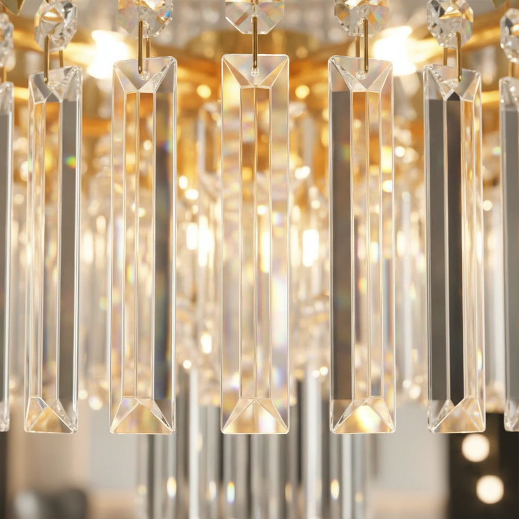 Santa Barbara Chandelier – Luxury American-Style Crystal LED Pendant Light | Gold Finish & K9 Crystals, Perfect for Living & Dining Rooms