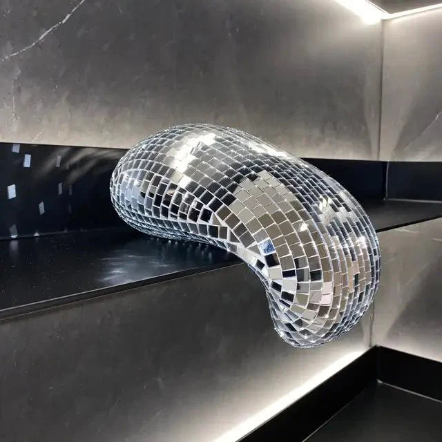 Melting Disco Ball Decoration - Metal Abstract Sculpture