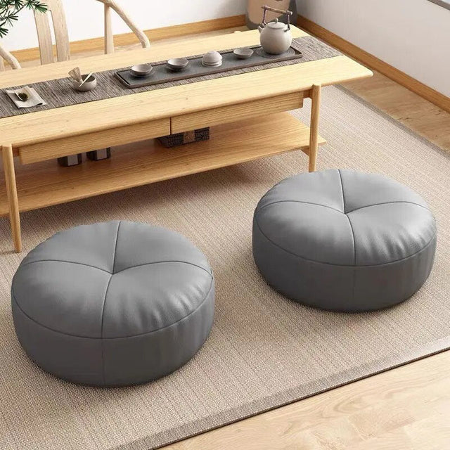 Simple Japanese Style Nappa Leather Floor Cushion Round