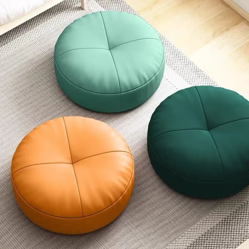 Simple Japanese Style Nappa Leather Floor Cushion Round