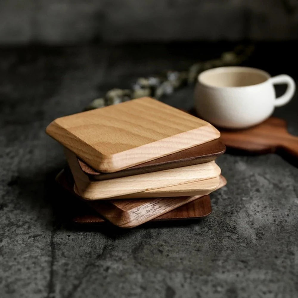 Six Piece Walnut Coaster Set - Eco-Friendly Wood Style