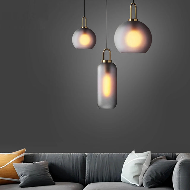 Smoked Glass Pendant Light – Industrial Ceiling Lamp for Kitchen, Dining & Living Room