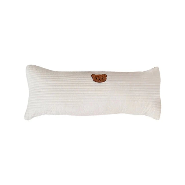 Soft Embroidered Teddy Bear Pillow - Round Cotton Cushion