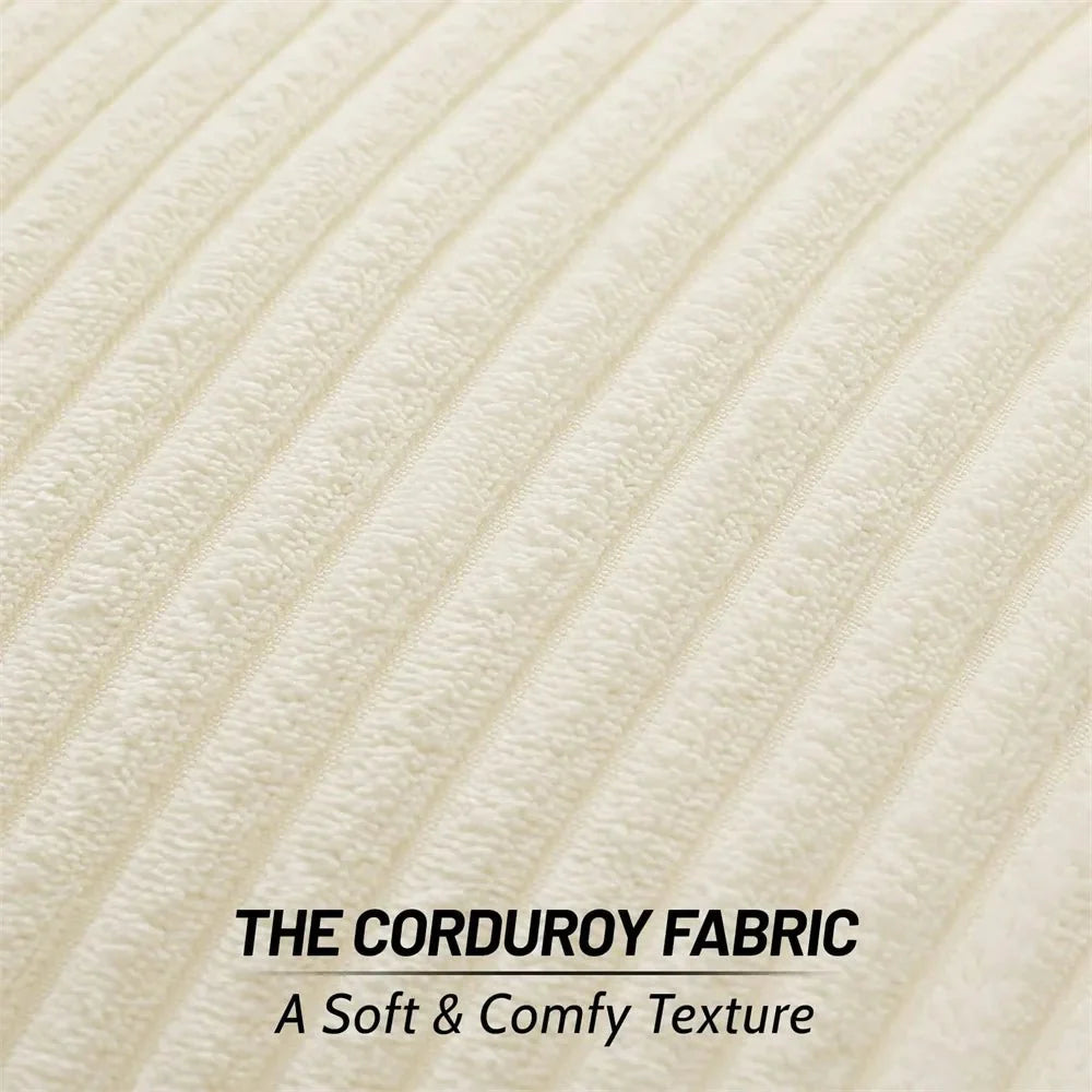 Soft Fluffy Corduroy Cushion Cover in Striped Twill Design