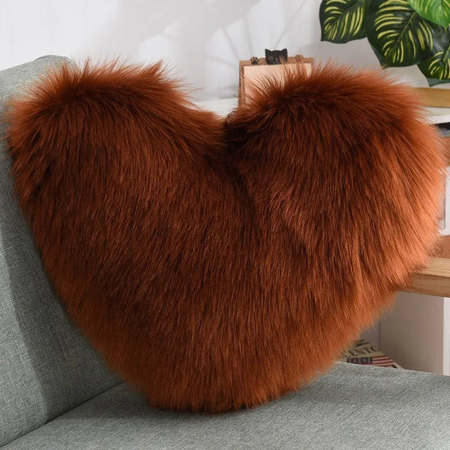 Soft Heart Shape Fluffy Sofa Cushion in Soft Polyester