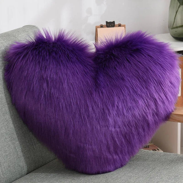 Soft Heart Shape Fluffy Sofa Cushion in Soft Polyester