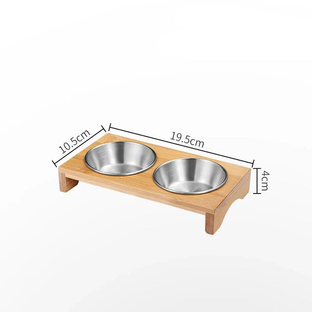 Stainless Steel Dip Bowls On Bamboo Serving Tray Set