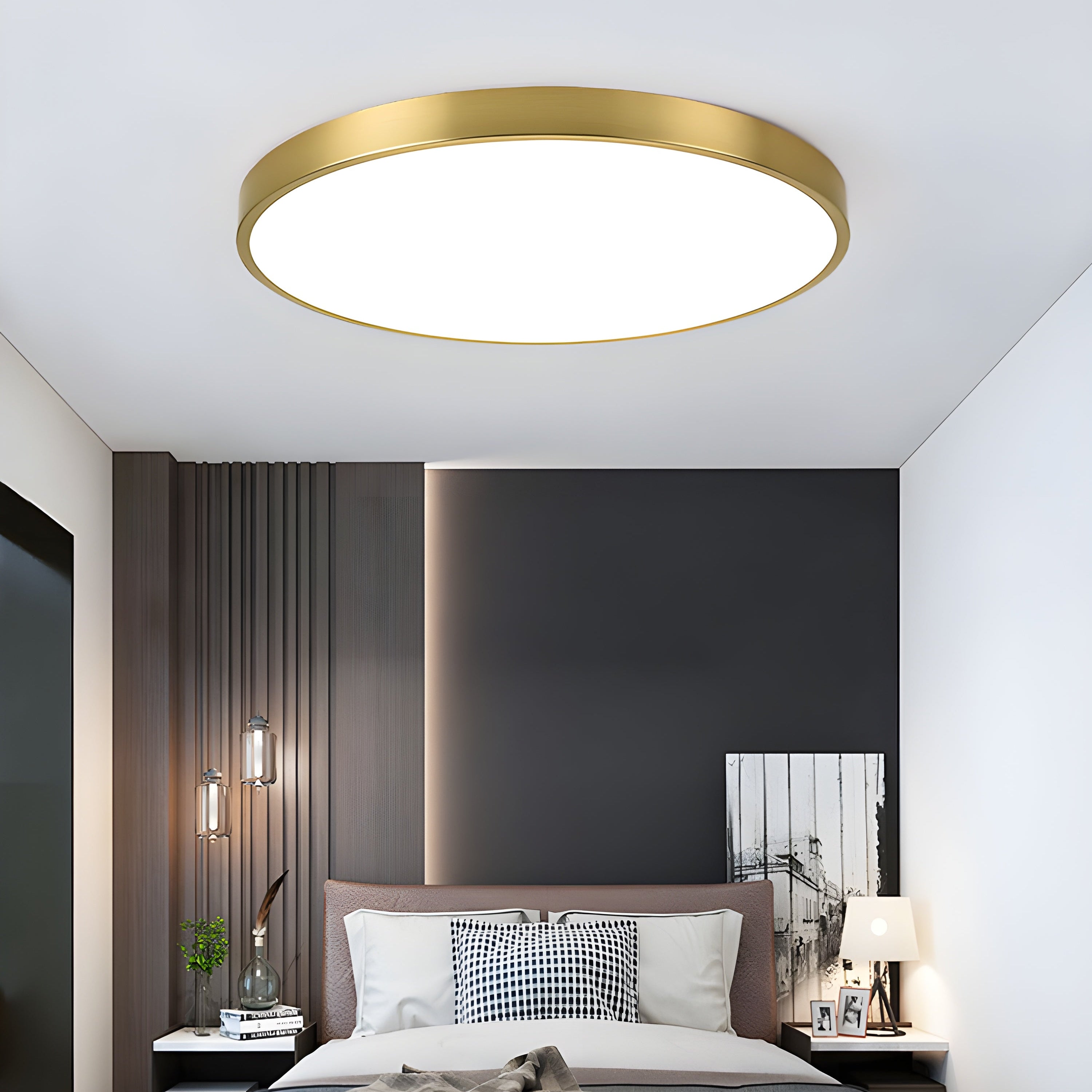 Ultra-Thin Gold LED Ceiling Light, Modern Round Flush Mount