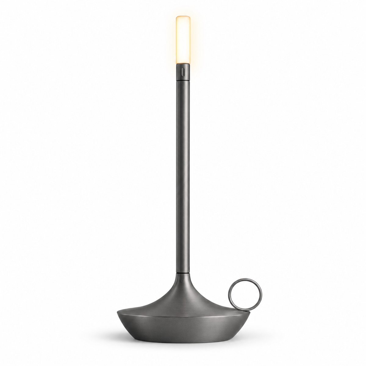 Rechargeable Table Lamp - Cordless Touch Candlestick, Graphite Grey - White Background Product Photograph