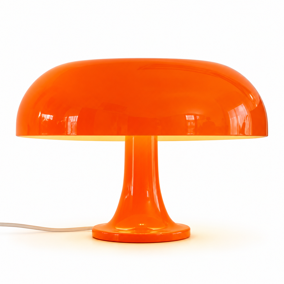 Retro Mushroom Table Lamp - Mid-Century Style, Orange, 32cm - White Background Product Photograph