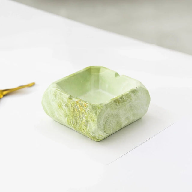 Textured Marble Effect Ceramic Ashtray for Modern Decor