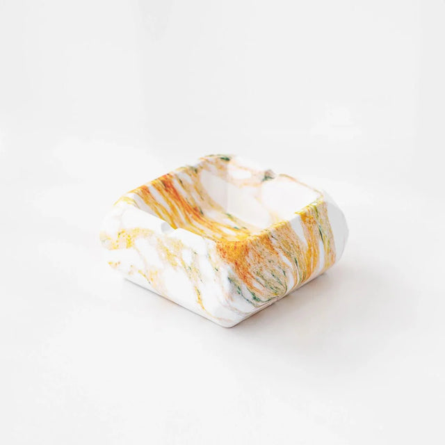 Textured Marble Effect Ceramic Ashtray for Modern Decor