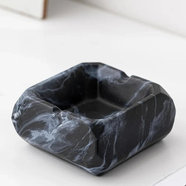 Textured Marble Effect Ceramic Ashtray for Modern Decor