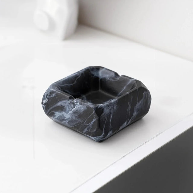 Textured Marble Effect Ceramic Ashtray for Modern Decor