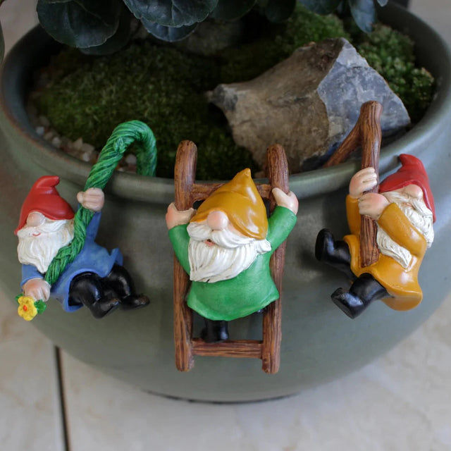 Three Piece Garden Gnome Ornaments Resin Outdoor Decor
