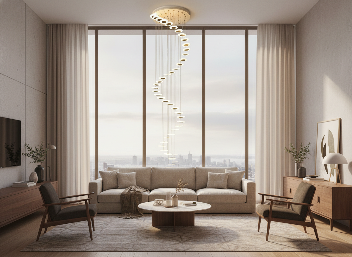 Troglodyte Chandelier – Nordic LED Pendant Light with Rotating Design | Adjustable Height