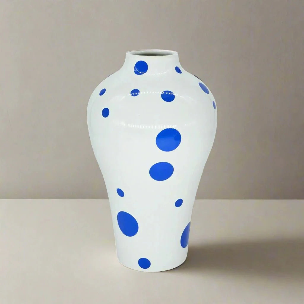 Vibrant Blue Geometric Ceramic Vase Modern Home Decor