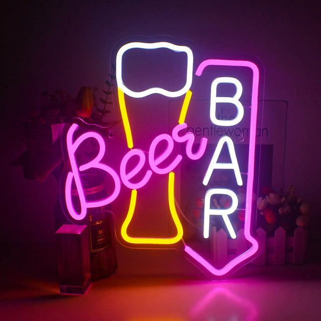 Cocktails & Beer LED Neon Sign – Vibrant USB-Powered Bar & Party Décor