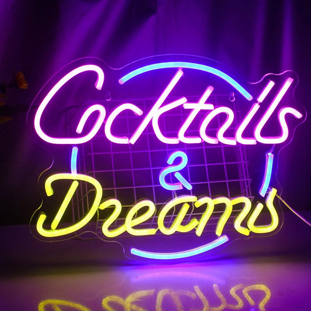 Cocktails & Beer LED Neon Sign – Vibrant USB-Powered Bar & Party Décor