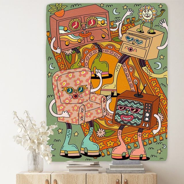 Vintage Psychedelic Rock Hip Hop Tapestry 100% Polyester