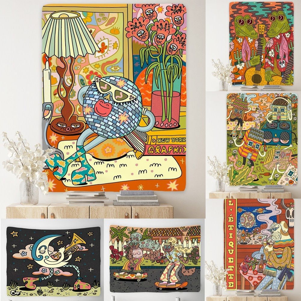 Vintage Psychedelic Rock Hip Hop Tapestry 100% Polyester