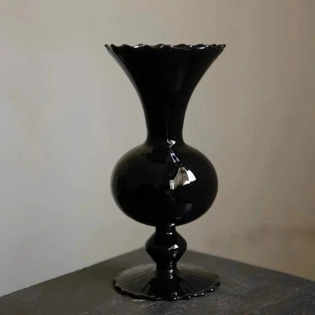 Vintage Style Black Glass Vase for Home Decor 22x11cm