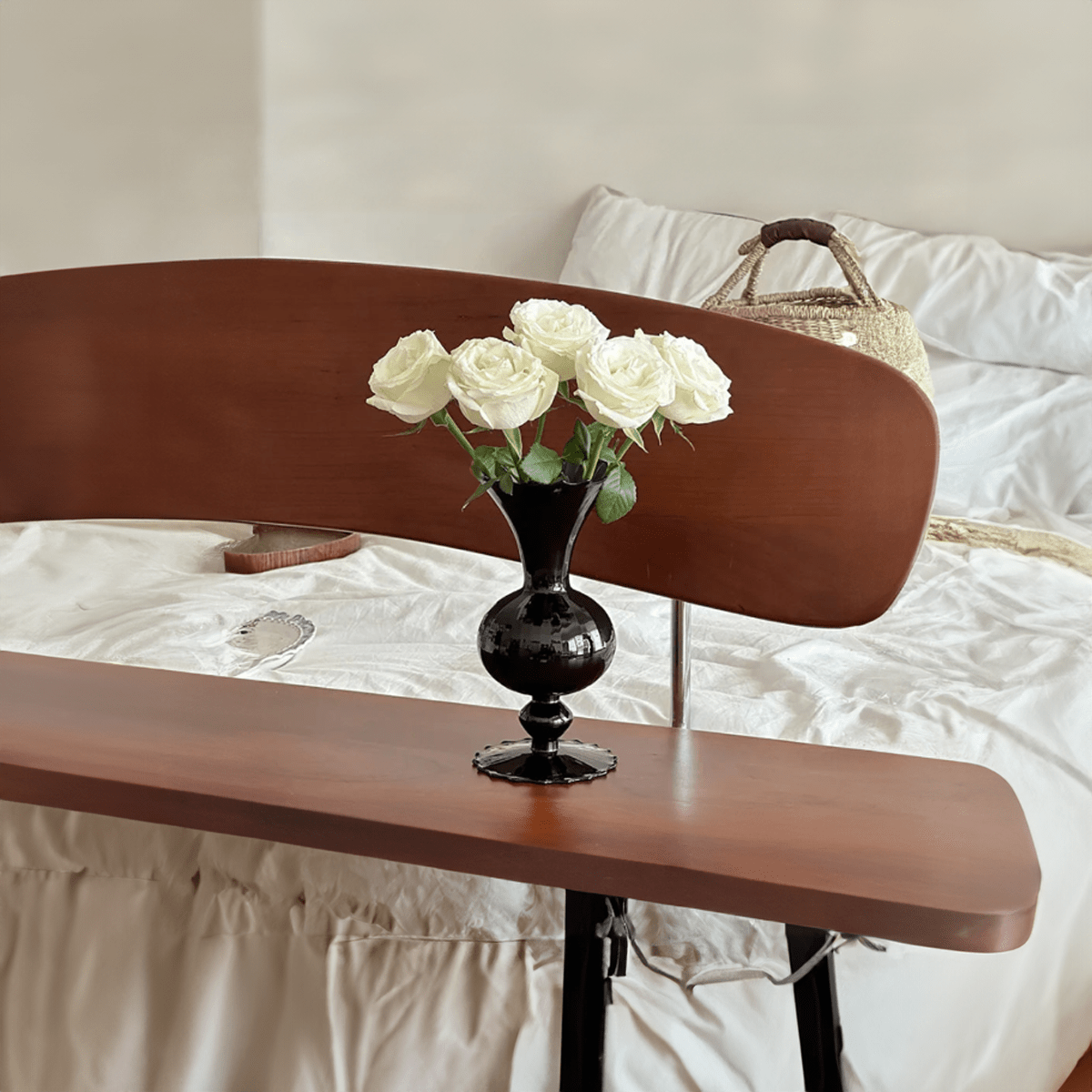 Vintage Style Black Glass Vase for Home Decor 22x11cm