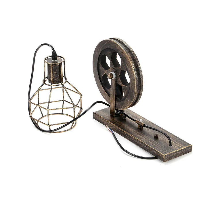 Vintage Wall Lamp with Pulley - Retro Industrial LED Sconce
