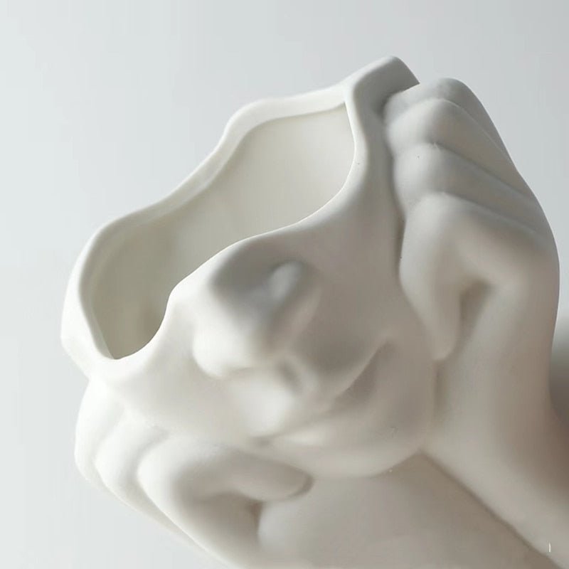 White Ceramic 'Shy Girl' Decorative Vase in Nordic Style