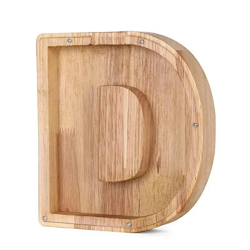 Wooden Alphabet Letters Initial Piggy Bank Personalized Decor