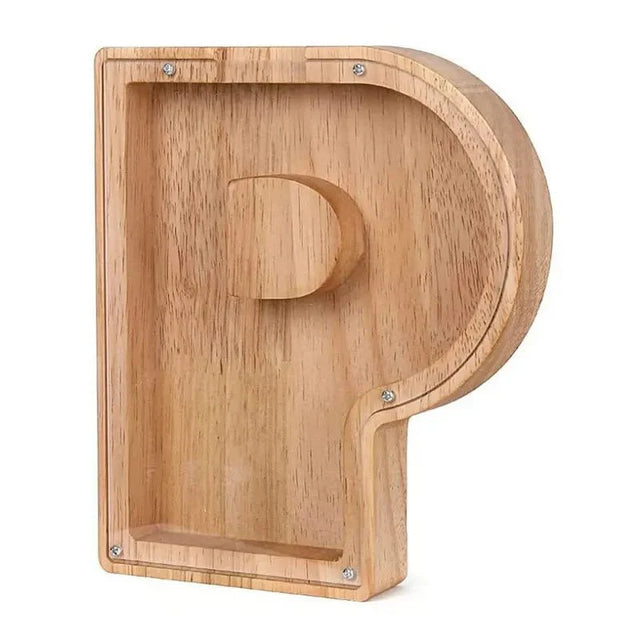 Wooden Alphabet Letters Initial Piggy Bank Personalized Decor