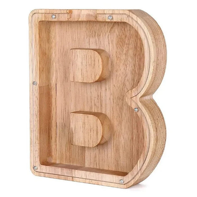 Wooden Alphabet Letters Initial Piggy Bank Personalized Decor
