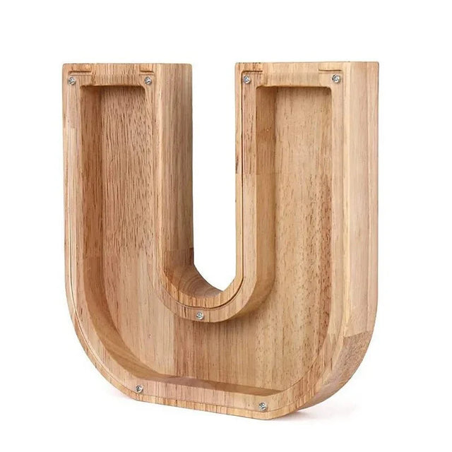 Wooden Alphabet Letters Initial Piggy Bank Personalized Decor