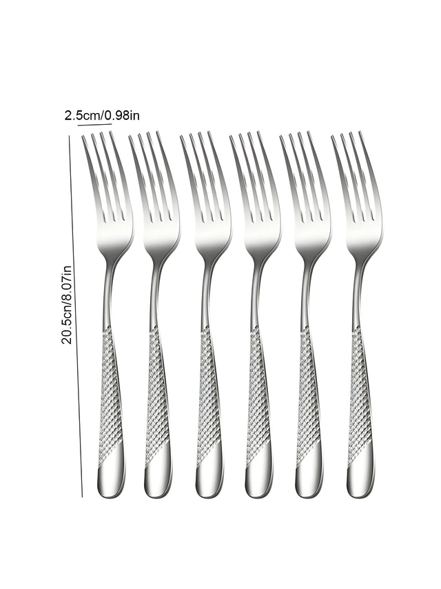6/30 Piece Stainless Steel Silver Cutlery Set with Elegant Design